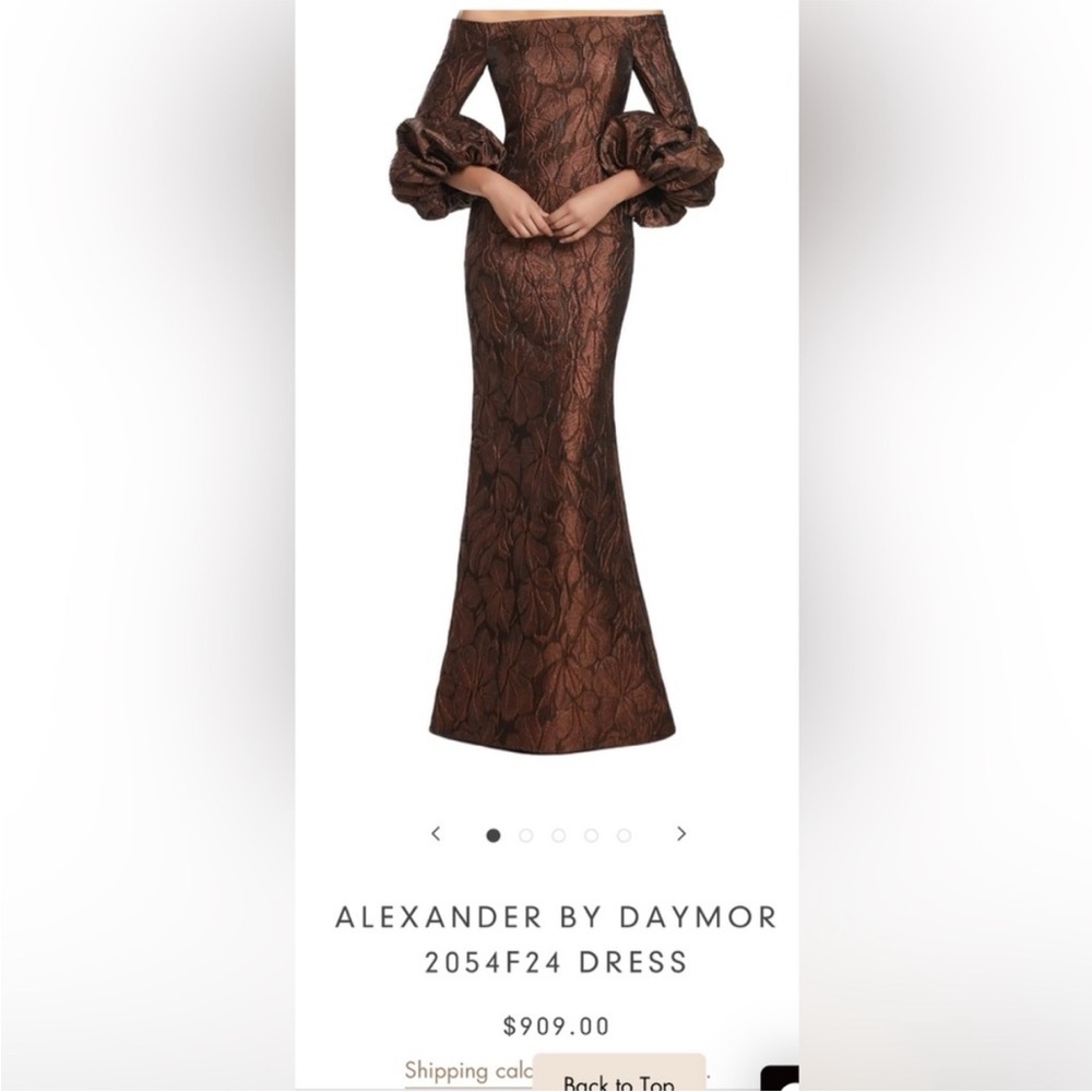 Alexander by Daymor Off-Shoulder Maxi Dress in Brown